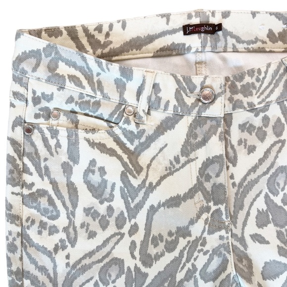 J. McLAUGHLIN Lexi Mid Rise Jeans Size 6 in Cream and Gray Print - Picture 9 of 13